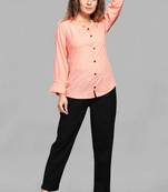 Orange plain linen blend tops