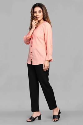 Orange plain linen blend tops 4