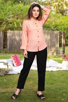 Orange plain linen blend tops 5