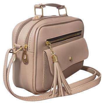  FFC Stylish Multipacket Chain Sling Bag For Woman And Girls CREAM 2