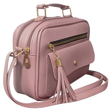  FFC Stylish Multipacket Chain Sling Bag For Woman And Girls PEACH 2