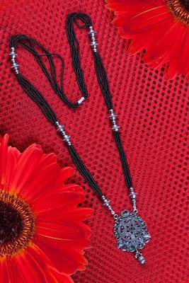 Ethnic Traditional Oxidised Design Long Mangalsutra Necklace with Matching Earring Set for Women  5