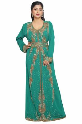 Dubai Moroccan Kaftan Arabic Abaya Hand Beaded Caftan Wedding Gown Beach Stylish Jalabiya Women Dress 1