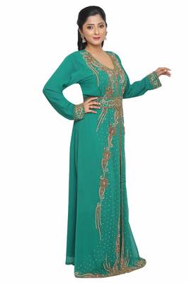 Dubai Moroccan Kaftan Arabic Abaya Hand Beaded Caftan Wedding Gown Beach Stylish Jalabiya Women Dress 3