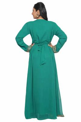 Dubai Moroccan Kaftan Arabic Abaya Hand Beaded Caftan Wedding Gown Beach Stylish Jalabiya Women Dress 4