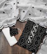 Kimisha Women's Black Cotton Slub Unstitched Dress Material With Mask