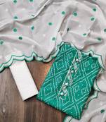 Kimisha Women's Turquoise Cotton Slub Unstitched Dress Material With Mask