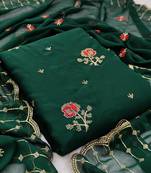 Kimisha Women's Green Georgette Embroidery Work Unstitched Dress Material