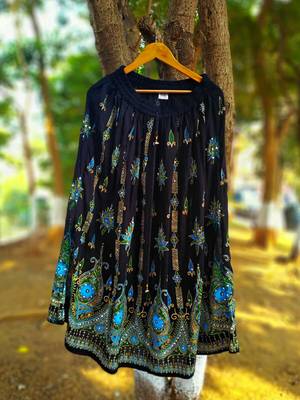 Black printed rayon skirts 1