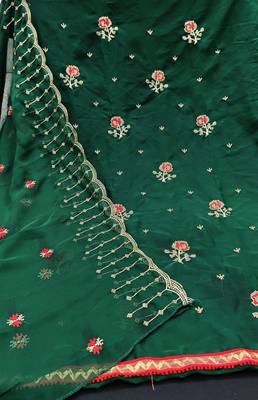 Kimisha Women's Green Georgette Embroidery Work Unstitched Dress Material 2