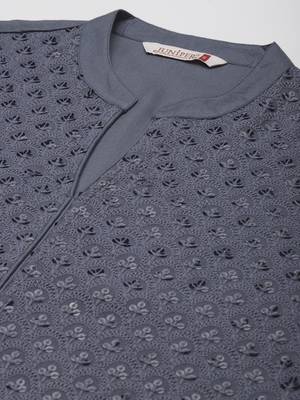 Grey Rayon Embroidered Straight Kurta 5