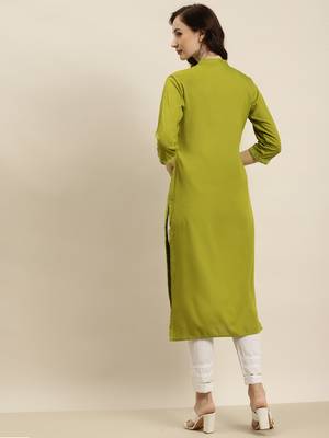 Sagegreen Rayon Embroidered Straight Kurta 3