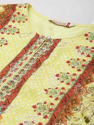 Yellow Georgette Embroidered Straight Kurta Pant Dupatta Set 5