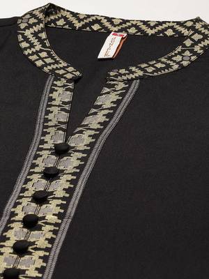Black Poly Rayon Printed Straight Kurta Pant Dupatta Set 5