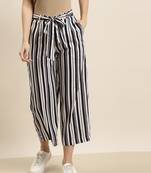 Navy Rayon Striped Straight Palazzo