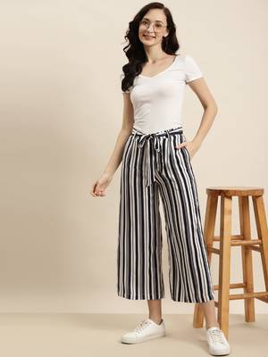 Navy Rayon Striped Straight Palazzo 2