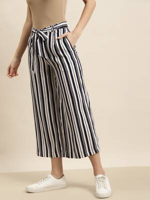 Navy Rayon Striped Straight Palazzo 5