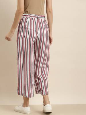 Rustpink Rayon Striped Straight Palazzo 3