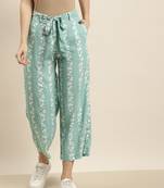 green Rayon Printed Straight Palazzo