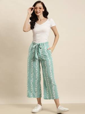 green Rayon Printed Straight Palazzo 2