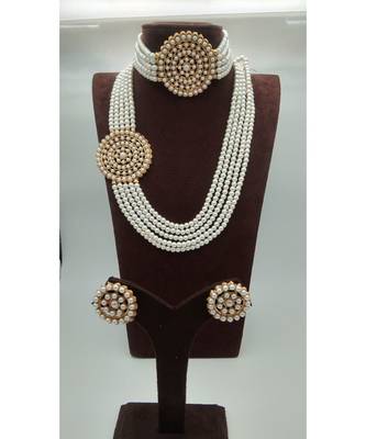 Gold Plated Choker with Long Necklace and Earrings set 1