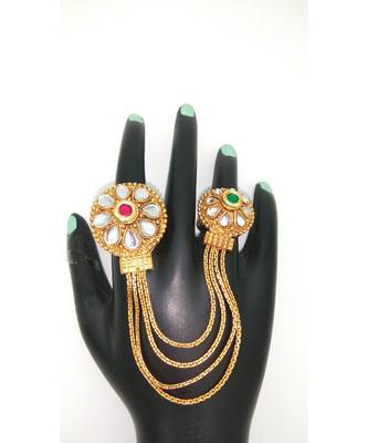 Gold Plated Multi Finger ring In Green and Ruby color for Multi finger 1