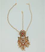 Gold Plated Chand Bor Maang Tikka in Ruby