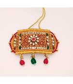 Gold Plated bajuband for Traditional wear with Green and Ruby with white stone
