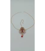 Gold Plated Matha Patti in Ruby with Red and Green color  mang tikka