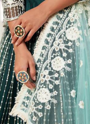 Mesmerizing Dark Green colored thread with sequins embroidered Heavy Non-non net fabric lehenga choli for wedding 5