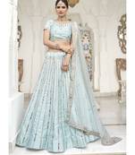 Ice Blue Mirror Work Wedding Lehenga Choli