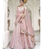 Soft Pink Mirror Work Wedding Lehenga Choli