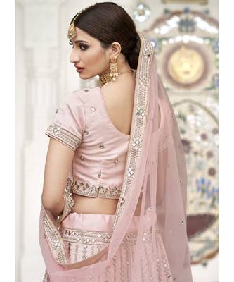 Soft Pink Mirror Work Wedding Lehenga Choli 4