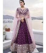 Wine And Pink Mirror Work Wedding Lehenga Choli