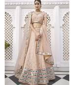 Soft Peach Mirror Work Wedding Lehenga Choli