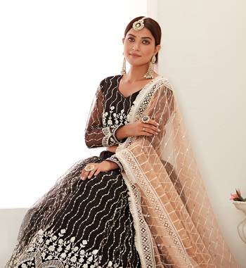 Captivating Black colored thread with sequins embroidered Heavy Non-non Net Party wear Lehenga choli 2
