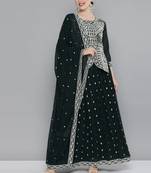 Green Embroidered & Sequins Work Ready Made Lehenga With Blouse & Dupatta