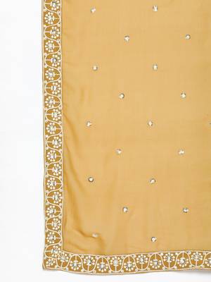 Mustard Embroidered & Sequins Work Ready Made Lehenga With Blouse & Dupatta 6