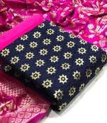 VredeVogel Blue Banarasi silk Unstitched dress material