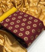 VredeVogel Maroon Banarasi silk Unstitched dress material