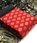 VredeVogel Red Banarasi silk Unstitched dress material