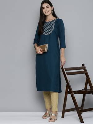 Kvsfab Women Teal Green Viscos Rayon Embroidered with Sequins work kurta 2