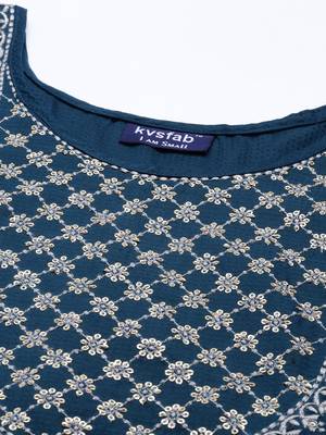 Kvsfab Women Teal Green Viscos Rayon Embroidered with Sequins work kurta 5