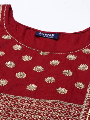 Kvsfab Women Maroon Viscos Rayon Embroidered with Sequins work kurta 5