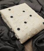 Kimisha Women's Beige&Grey Modal Chanderi Unstitched Dress Material With Inner