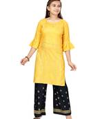 Yellow plain cotton girls-top-bottom
