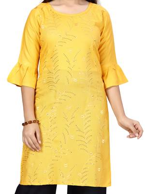 Yellow plain cotton girls-top-bottom 5