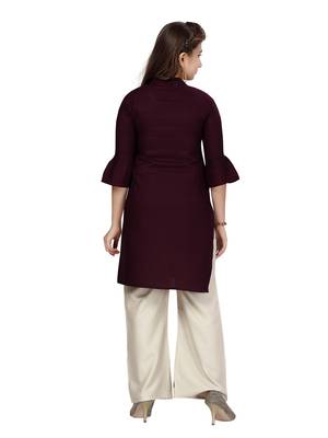 Purple plain cotton girls-top-bottom 4