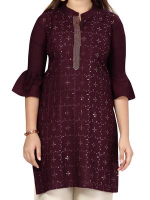 Purple plain cotton girls-top-bottom 5