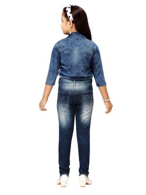 Blue plain cotton girls-jackets-coats 4